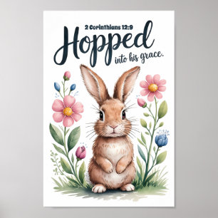 Hopped into His Grace Christian Nursery Wall Art