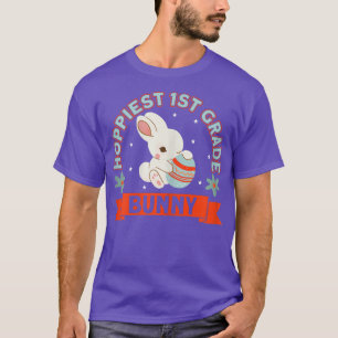 Hoppiest 1st Grade Bunny Egg Hunter Spring Easter  T-Shirt