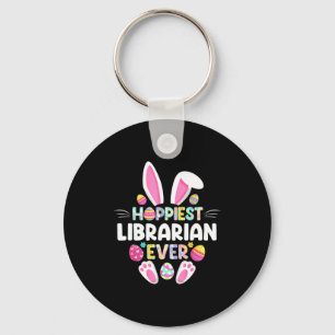 Hoppiest Librarian Ever Funny Easter Day Keychain
