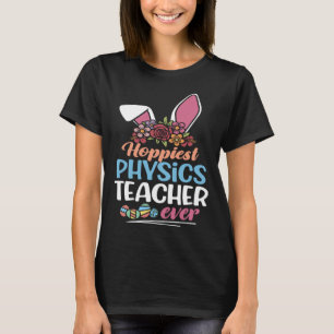 Hoppiest Physics Teacher Ever Bunny Ear Red Plaid  T-Shirt