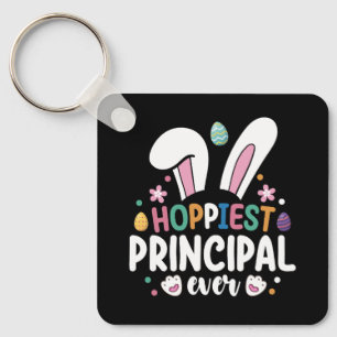 Hoppiest Principal Ever School Easter Bunny Eggs Keychain