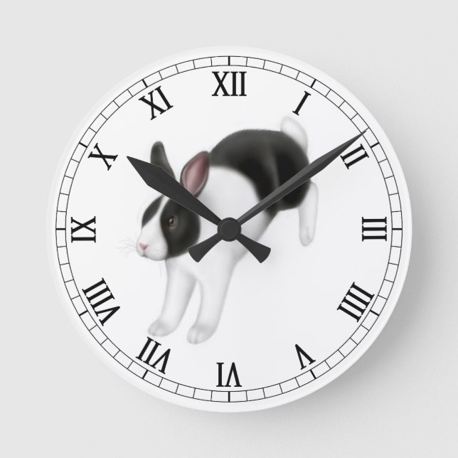 Hopping Bunny Rabbit Wall Clock (Front)