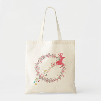 Hopping Floral Reindeer Tote Bag