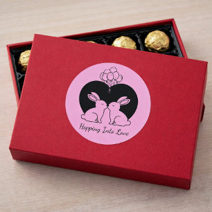 Hopping Into Love - Cute Valentine Bunnies Sticker
