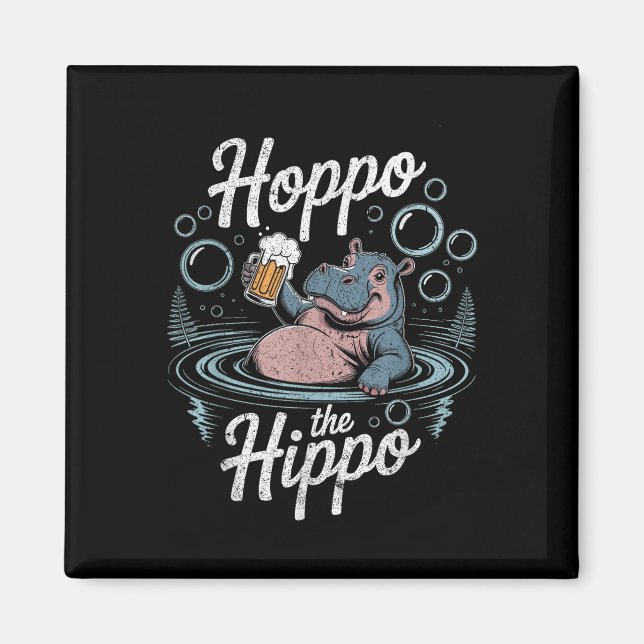 Hoppo The Hippo Beer Bubbles Hippo Fun  Magnet (Front)