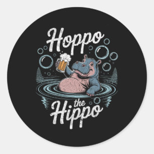 Hoppo The Hippo Beer Bubbles Hippo Fun Premium  Classic Round Sticker