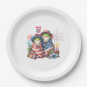 "Hoppy" 4th of July Independence Day Frogs Design Paper Plate