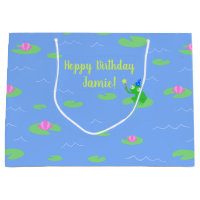 Hoppy Birthday Cute Frog Drôle Texte Sac cadeau