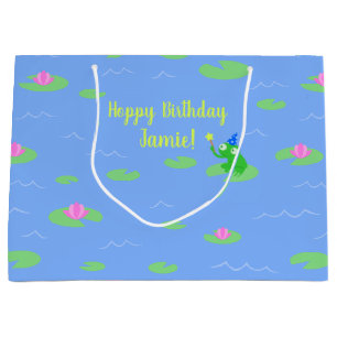 Hoppy Birthday Cute Frog Drôle Texte Sac cadeau