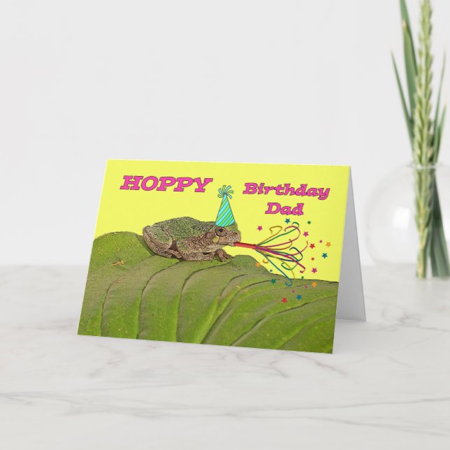 Hoppy Birthday for Dad, Frog Birthday Party Card (Front)