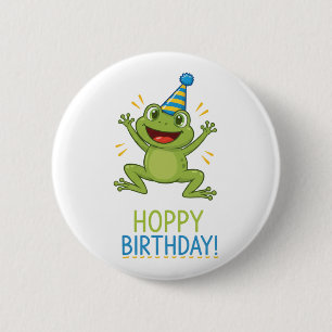 Hoppy Birthday Funny Frog Kids 2 Inch Round Button