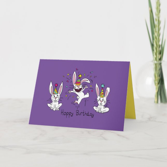 Hoppy Birthday Happy Bunny Rabbit Carte de voeux (Devant)