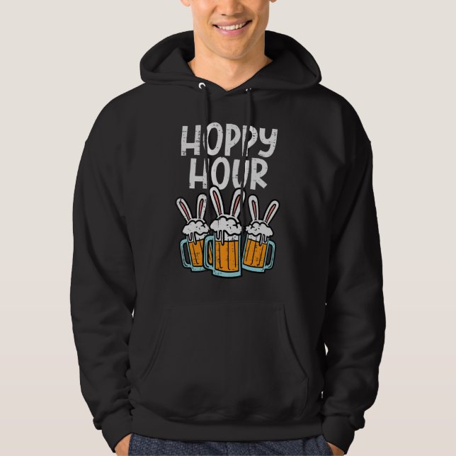 Hoppy Bunny Rabbit Ear Happy Easter Day Men Women Hoodie (Front)