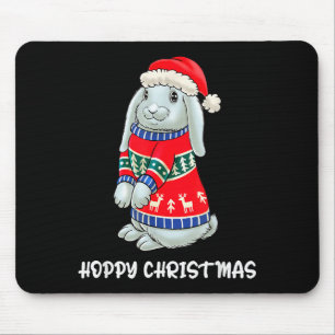 Hoppy Christmas Bunny Christmas Sweater Rabbit Mouse Pad