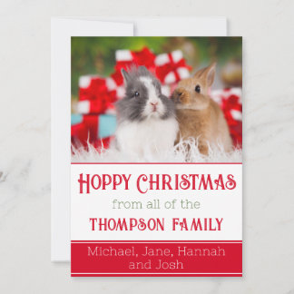 Hoppy Christmas Custom Bunny Photo Holiday Card
