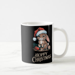 Hoppy Christmas Cute Bunny Santa Hat Holiday Anima Coffee Mug