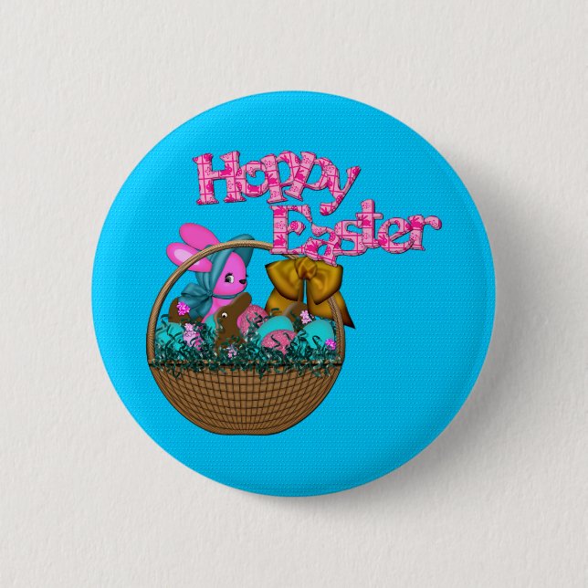 Hoppy Easter Basket 2 Inch Round Button (Front)