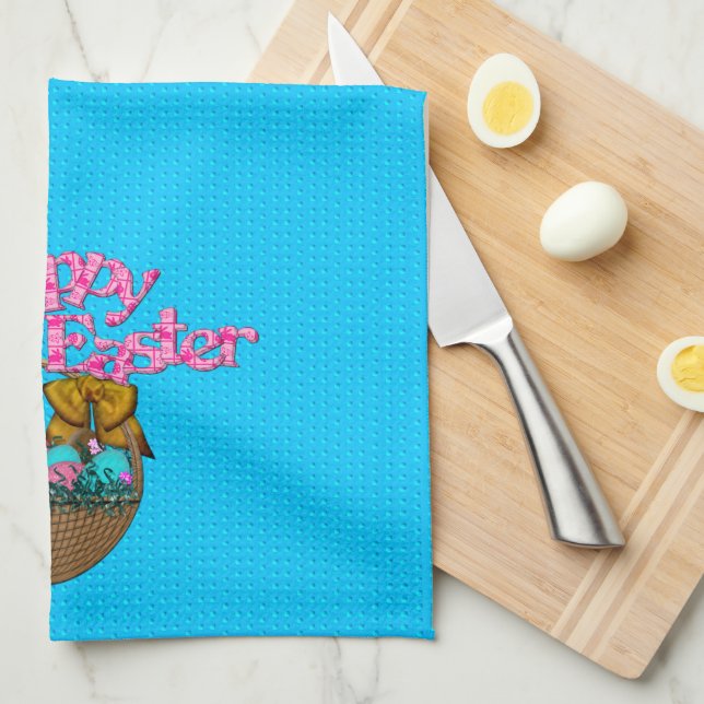Hoppy Easter Basket Kitchen Towel (Quarter Fold)