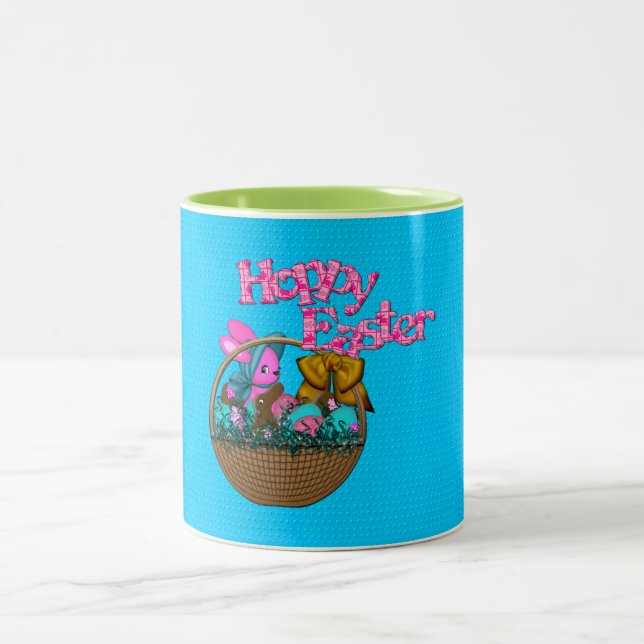 Hoppy Easter Basket Two-Tone Coffee Mug (Center)