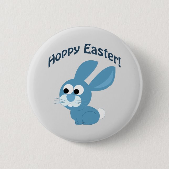 Hoppy Easter! Blue Rabbit 2 Inch Round Button (Front)