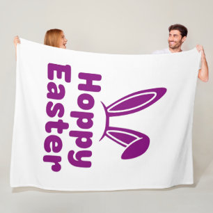 Hoppy Easter Bunny Ears   Minimalist Purple Holida Fleece Blanket
