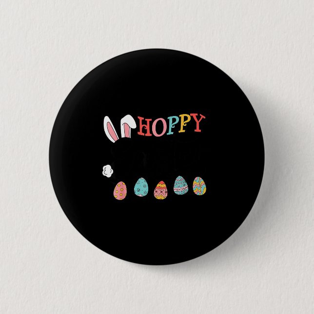 Hoppy easter bunny eggs funny  2 inch round button (Front)