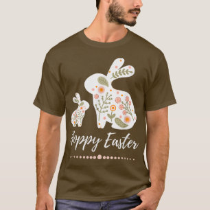 Hoppy Easter Bunny Floral Boho Hopping Rabbit Past T-Shirt