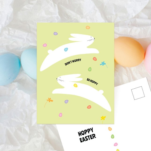 Hoppy Easter Bunny | Modern Minimal Easter  Holiday Postcard (Creator Uploaded)