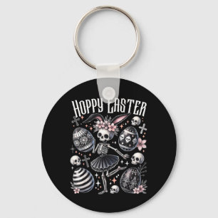 Hoppy Easter Bunny Skeleton Dancing Spooky Easter Keychain