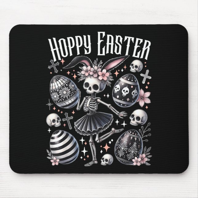 Hoppy Easter Bunny Skeleton Dancing Spooky Easter Mouse Pad (Front)