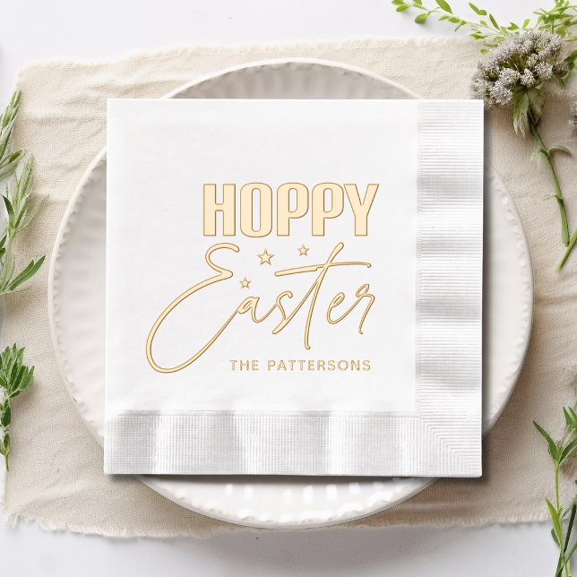 Hoppy Easter Calligraphy Script Personalized Name Foil Napkins (Creator Uploaded)