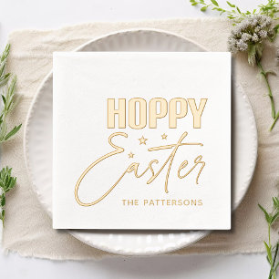 Hoppy Easter Calligraphy Script Personalized Name Foil Napkins