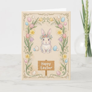 Hoppy Easter Card - Floral Bunny Frame