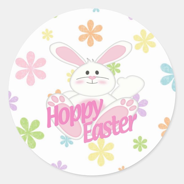 Hoppy Easter Classic Round Sticker (Front)