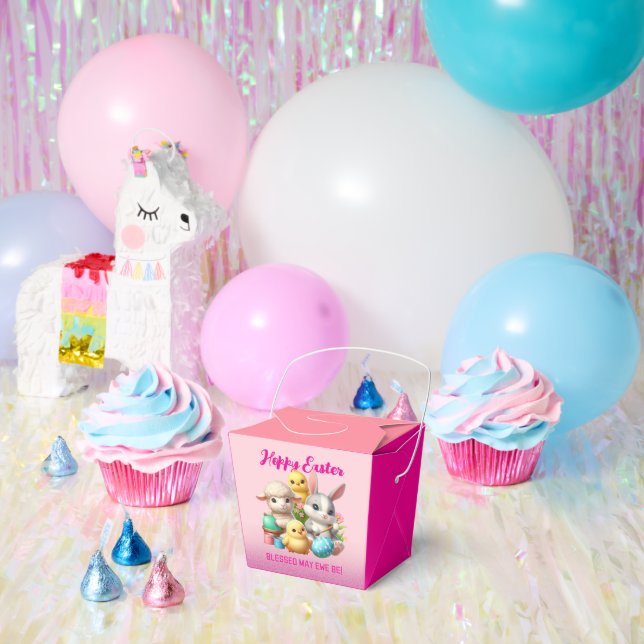 Hoppy Easter Cute Bunny Chicks Lamb Painting Eggs Favor Box (Party)