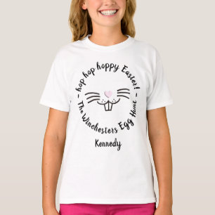 Hoppy Easter cute bunny face custom name egg hunt T-Shirt