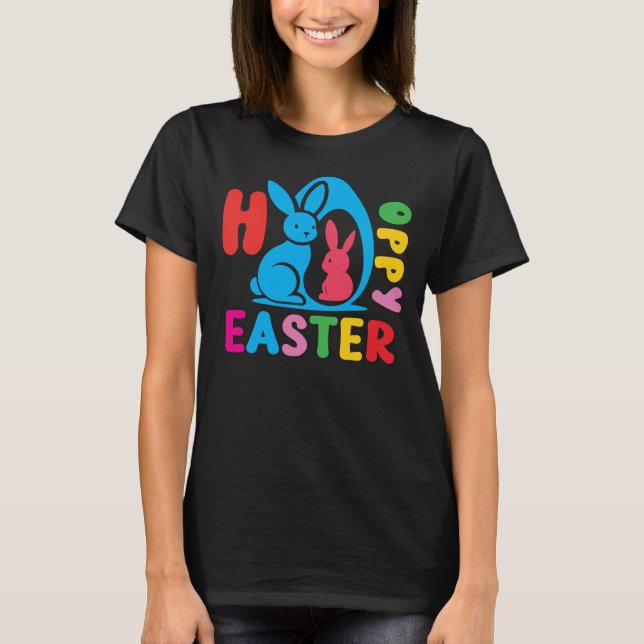Hoppy Easter, Cute Easter Day T-Shirt (Front)