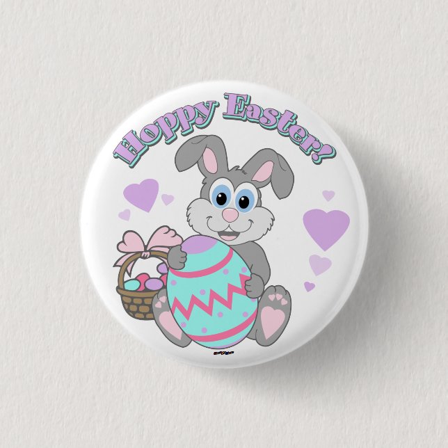 Hoppy Easter! Easter Bunny 1 Inch Round Button (Front)