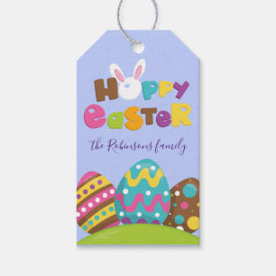 Hoppy Easter Eggs Rabbit Funny Custom Name  Gift T Gift Tags