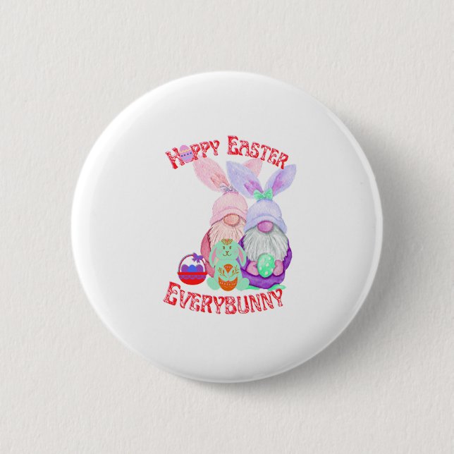 Hoppy Easter Everybunny and gnome 2 Inch Round Button (Front)