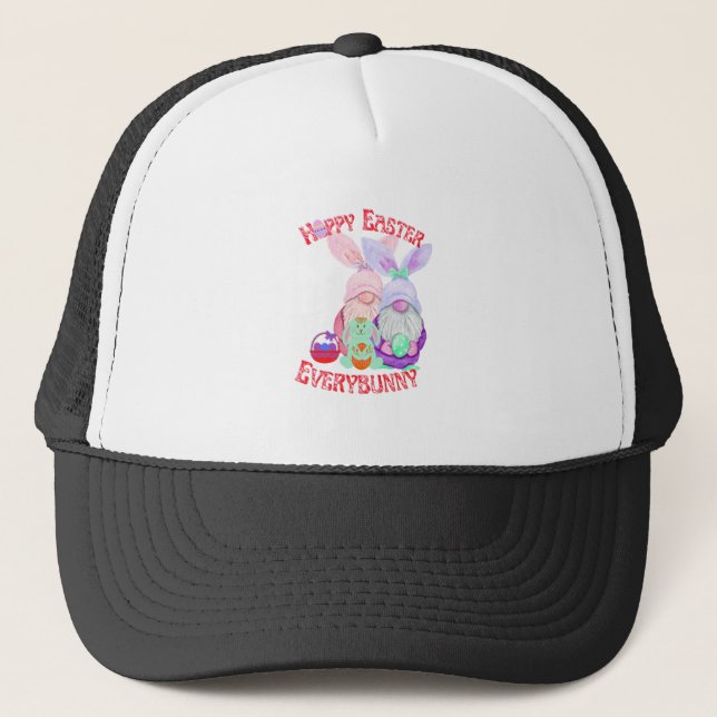 Hoppy Easter Everybunny and gnome Trucker Hat (Front)