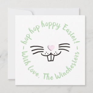 Hoppy Easter funny cute bunny face cartoon custom Holiday Card