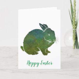 Hoppy Easter Green Blue Rabbit Holiday Card