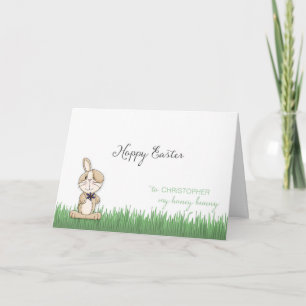 Hoppy Easter Honey Bunny custom name Card
