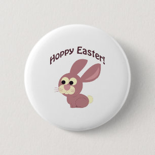 Hoppy Easter Pink Bunny 2 Inch Round Button