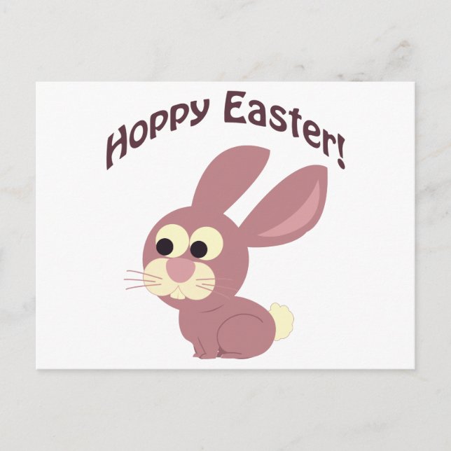 Hoppy Easter Pink Bunny Holiday Postcard (Front)