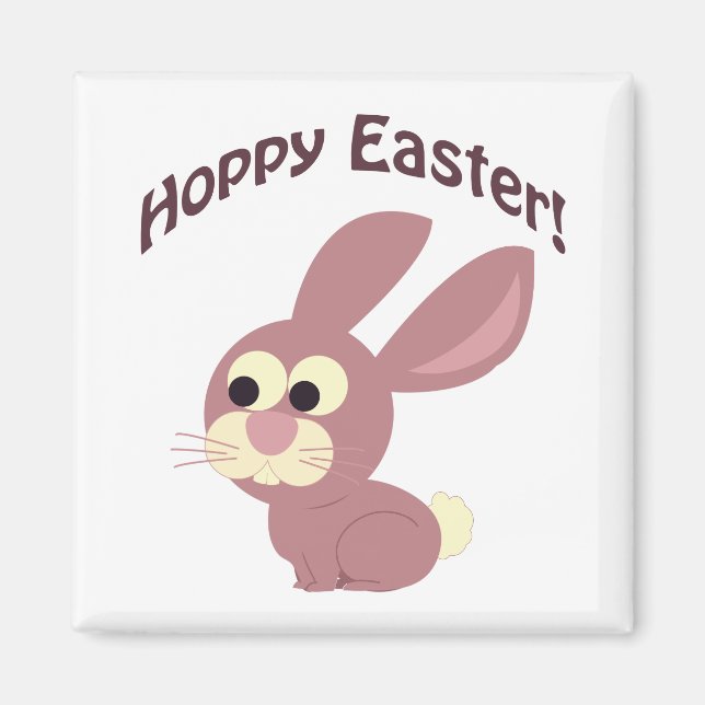 Hoppy Easter Pink Bunny Magnet (Front)
