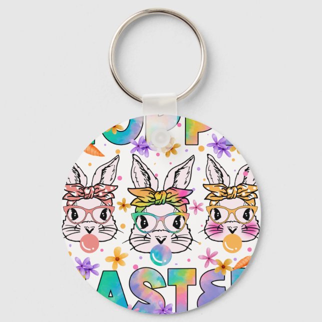 hoppy easter, retro, vintage keychain (Front)
