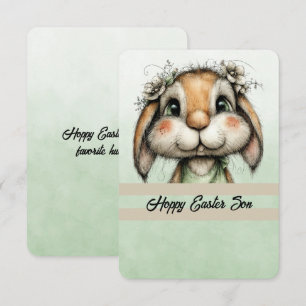 Hoppy Easter Son Bunny Head Card