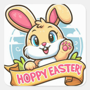 Hoppy Easter Square Sticker